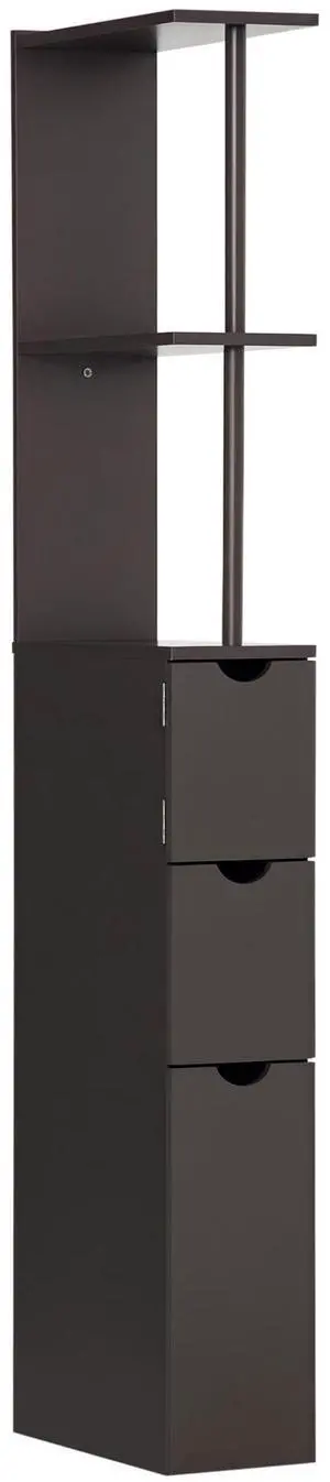 Aosom 54" Tall Bathroom Storage Cabinet, Freestanding Linen Tower with 2-Tier Shelf and Drawers, Narrow Side Floor Organizer, Brown Aosom 54" Tall Bathroom Storage Cabinet, Freestanding Linen Tower with 2-Tier Shelf and Drawers, Narrow Side Floor Organizer, Brown