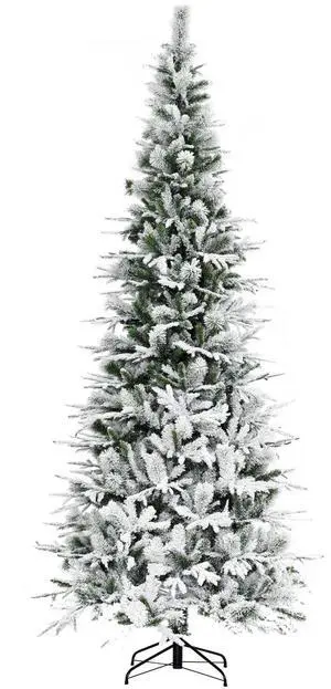 Aosom 9' Unlit Snow Flocked Pine Artificial Christmas Tree with Realistic Branches and 1159 Tips, Green Aosom 9' Unlit Snow Flocked Pine Artificial Christmas Tree with Realistic Branches and 1159 Tips, Green