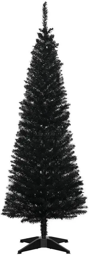 Aosom 5' Artificial Pencil Christmas Tree, Slim Xmas Tree with 294 Realistic Branch Tips and Plastic Stand, Black Aosom 5' Artificial Pencil Christmas Tree, Slim Xmas Tree with 294 Realistic Branch Tips and Plastic Stand, Black