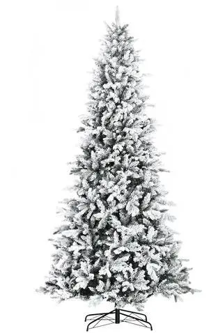 Aosom 9 Foot Pine Snow Flocked Artificial Christmas Tree with 616 Realistic Cedar Branches, Auto Open, Home Holiday Decoration, Green Aosom 9 Foot Pine Snow Flocked Artificial Christmas Tree with 616 Realistic Cedar Branches, Auto Open, Home Holiday Decoration, Green