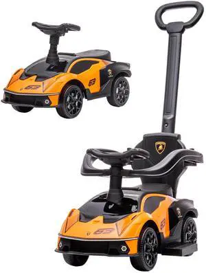 AosomAosom 2-in-1 Ride On Push Car for Toddlers 1-3, Licensed Lamborghini Stroller Sliding Car, Push-Along with Under Seat Storage Horn Engine Sound and Steering Wheel, Manual, Orange AosomAosom 2-in-1 Ride On Push Car for Toddlers 1-3, Licensed Lamborghini Stroller Sliding Car, Push-Along with Under Seat Storage Horn Engine Sound and Steering Wheel, Manual, Orange