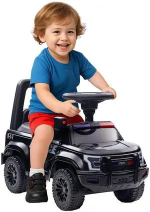 AosomAosom Kids Push Ride On Car with Working PA System and Horn, Police Truck Style Foot-to-Floor Sliding Car for Boys and Girls with Under-Seat Storage, for 18 Months to 5 Years Old, Black AosomAosom Kids Push Ride On Car with Working PA System and Horn, Police Truck Style Foot-to-Floor Sliding Car for Boys and Girls with Under-Seat Storage, for 18 Months to 5 Years Old, Black