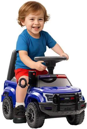 AosomAosom Kids Push Ride On Car with Working PA System and Horn, Police Truck Style Foot-to-Floor Sliding Car for Boys and Girls with Under-Seat Storage, for 18 Months to 5 Years Old, Blue AosomAosom Kids Push Ride On Car with Working PA System and Horn, Police Truck Style Foot-to-Floor Sliding Car for Boys and Girls with Under-Seat Storage, for 18 Months to 5 Years Old, Blue