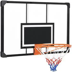 AosomSoozier Wall Mounted Basketball Hoop with 45" x 29" Shatter Proof Backboard, Durable Rim and All-Weather Net for Indoor and Outdoor Use AosomSoozier Wall Mounted Basketball Hoop with 45" x 29" Shatter Proof Backboard, Durable Rim and All-Weather Net for Indoor and Outdoor Use