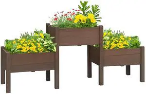 Aosom 73" x 18" x 32" 3 Tier Raised Garden Bed w/ Three Elevated Planter Box for Vegetables, Herb and Flowers, Coffee Aosom 73" x 18" x 32" 3 Tier Raised Garden Bed w/ Three Elevated Planter Box for Vegetables, Herb and Flowers, Coffee