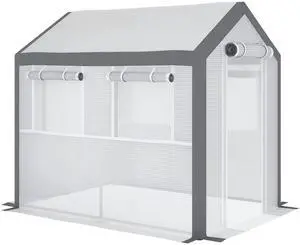 Aosom Outdoor Walk-In Tunnel Greenhouse with Roll-up Windows, Zippered Mesh Door, & Weather Cover, 8' x 6' x 7.4' Aosom Outdoor Walk-In Tunnel Greenhouse with Roll-up Windows, Zippered Mesh Door, & Weather Cover, 8' x 6' x 7.4'