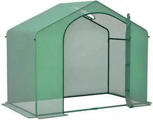 Aosom 6' x 3' x 5' Portable Walk-in Greenhouse, PE Cover, Steel Frame Garden Hot House, Zipper Door, Top Vent for Flowers, Vegetables, Saplings, Tropical Plants, Green Aosom 6' x 3' x 5' Portable Walk-in Greenhouse, PE Cover, Steel Frame Garden Hot House, Zipper Door, Top Vent for Flowers, Vegetables, Saplings, Tropical Plants, Green