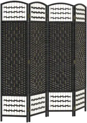Aosom 4 Panel Room Divider, Folding Screen, 5.6', Black Aosom 4 Panel Room Divider, Folding Screen, 5.6', Black