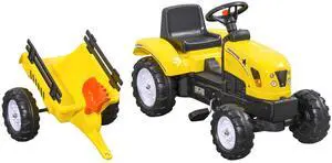 AosomAosom Kids Ride on Tractor with Back Trailer, Shovel & Rake, Horn, Pedal Go Kart for 3 Years Old, Yellow AosomAosom Kids Ride on Tractor with Back Trailer, Shovel & Rake, Horn, Pedal Go Kart for 3 Years Old, Yellow