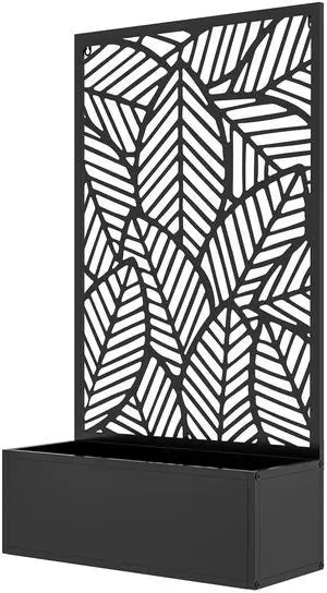 Aosom Metal Outdoor Privacy Screen with Raised Garden Bed, Privacy Panel and Planter Box, Wall-Mounted or Freestanding, Black Aosom Metal Outdoor Privacy Screen with Raised Garden Bed, Privacy Panel and Planter Box, Wall-Mounted or Freestanding, Black