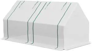 Aosom 6' x 3' x 3' Portable Greenhouse, Garden Hot House with Two PE/PVC Covers and 2 Roll Up Windows, Clear Aosom 6' x 3' x 3' Portable Greenhouse, Garden Hot House with Two PE/PVC Covers and 2 Roll Up Windows, Clear
