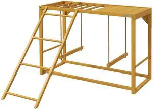 Aosom Wooden Chicken Activity Play w/ Swing Set, Chicken Coop Toy, Natural Aosom Wooden Chicken Activity Play w/ Swing Set, Chicken Coop Toy, Natural