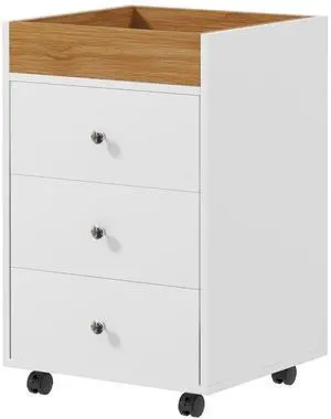 Aosom 3 Drawer File Cabinet on Wheels Mobile Home Office Storage Cabinet with Top Tray Under Desk Printer Stand, White Aosom 3 Drawer File Cabinet on Wheels Mobile Home Office Storage Cabinet with Top Tray Under Desk Printer Stand, White