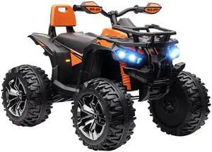 AosomAosom 12V 4 Wheeler Kids ATV with Music, Headlights for 37-60 Months Boys and Girls, Orange AosomAosom 12V 4 Wheeler Kids ATV with Music, Headlights for 37-60 Months Boys and Girls, Orange