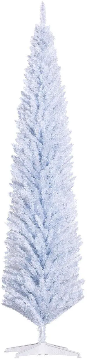 Aosom 8ft Unlit Pencil Artificial Christmas Tree with Realistic Branches and 618 Tips, Plastic Base, White Aosom 8ft Unlit Pencil Artificial Christmas Tree with Realistic Branches and 618 Tips, Plastic Base, White