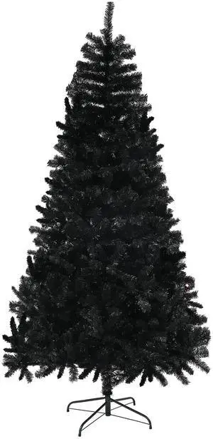 Aosom 7.5ft Unlit Artificial Black Christmas Tree, Holiday Décor with 1346 Branch Tips, Auto Open and Steel Base Aosom 7.5ft Unlit Artificial Black Christmas Tree, Holiday Décor with 1346 Branch Tips, Auto Open and Steel Base