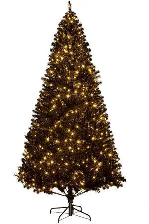Aosom 7.5 FT Tall PreLit Artificial Christmas Tree with Realistic Branches, 500 Warm White LED Lights and 1346 Tips, Black Aosom 7.5 FT Tall PreLit Artificial Christmas Tree with Realistic Branches, 500 Warm White LED Lights and 1346 Tips, Black