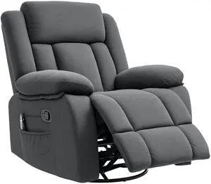 Aosom Recliner Massage Armchair with Heat, Oversized Swivel Rocker with Footrest, Remote and Side Pockets, Gray Aosom Recliner Massage Armchair with Heat, Oversized Swivel Rocker with Footrest, Remote and Side Pockets, Gray