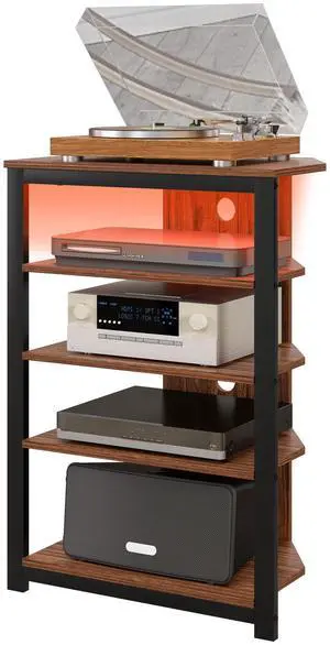 Aosom LED TV Stand, Entertainment Center with Storage Shelves and Steel Frame for Living Room, Brown Aosom LED TV Stand, Entertainment Center with Storage Shelves and Steel Frame for Living Room, Brown