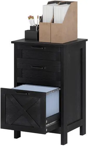 Aosom Vertical File Cabinet with 3 Drawers, Rustic Farmhouse Office Storage Cabinet for A4, Letter Size, Distressed Black Aosom Vertical File Cabinet with 3 Drawers, Rustic Farmhouse Office Storage Cabinet for A4, Letter Size, Distressed Black