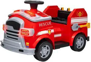 AosomQaba 12V Ride on Fire Truck with Siren, Flashing Lights Fire Extinguisher, Soft Start, Horn Music, Red AosomQaba 12V Ride on Fire Truck with Siren, Flashing Lights Fire Extinguisher, Soft Start, Horn Music, Red