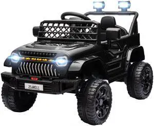 AosomQaba 12V Battery Powered Ride On Truck, Kids Electric Car with Spring Suspension, Remote, Horn, USB Music, Black AosomQaba 12V Battery Powered Ride On Truck, Kids Electric Car with Spring Suspension, Remote, Horn, USB Music, Black