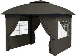 Aosom 11' x 11' Outdoor Gazebo, Double Roof Patio Gazebo with Curtains, Church Windows, Galvanized Steel Frame, Dark Gray Aosom 11' x 11' Outdoor Gazebo, Double Roof Patio Gazebo with Curtains, Church Windows, Galvanized Steel Frame, Dark Gray