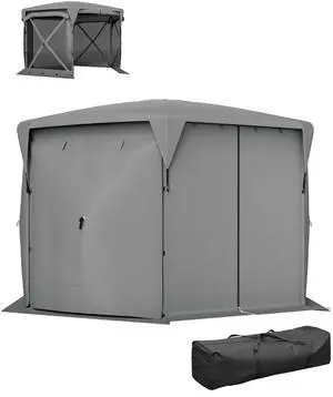 Aosom 11 x 11ft Pop Up Gazebo Screen Tent with Removable Roof Cover, Roll-up Wind Panels for Camping, Backyard, Dark Gray Aosom 11 x 11ft Pop Up Gazebo Screen Tent with Removable Roof Cover, Roll-up Wind Panels for Camping, Backyard, Dark Gray