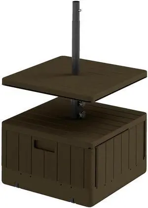 Aosom Patio Umbrella Base with Table Tray, Heavy Duty Weighted Umbrella Standï¼ Wheels Handles, 176lbsï¼Stand Filling, Brown Aosom Patio Umbrella Base with Table Tray, Heavy Duty Weighted Umbrella Standï¼ Wheels Handles, 176lbsï¼Stand Filling, Brown
