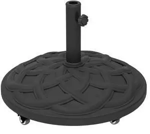 Aosom Round Patio Umbrella Base with Wheels, 44 lbs Resin Umbrella Stand Base, Heavy Duty Patio Umbrella Holder for 1.3"/1.5"/1.9" Umbrella Poles for Outdoor, Lawn, Poolside, Black Aosom Round Patio Umbrella Base with Wheels, 44 lbs Resin Umbrella Stand Base, Heavy Duty Patio Umbrella Holder for 1.3"/1.5"/1.9" Umbrella Poles for Outdoor, Lawn, Poolside, Black
