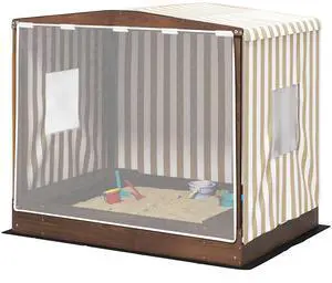 AosomQaba Kids Wooden Sandbox with Canopy Fully Covered, 2 Bench Seats, Bottom Liner, 56" x 40" x 52", Brown AosomQaba Kids Wooden Sandbox with Canopy Fully Covered, 2 Bench Seats, Bottom Liner, 56" x 40" x 52", Brown