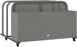 Aosom PE Rattan Pool Float Storage Organizer with Wheels, Mixed Gray Aosom PE Rattan Pool Float Storage Organizer with Wheels, Mixed Gray