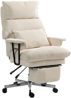 Aosom Executive Office Chair with Lumbar Support, Footrest, High Back Reclining Overstuffed Desk Chair with, Cream White Aosom Executive Office Chair with Lumbar Support, Footrest, High Back Reclining Overstuffed Desk Chair with, Cream White