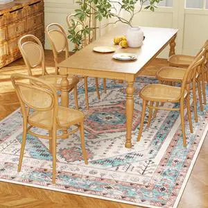 Aosom 4x6 Area Rug, Vintage Machine Washable Rug, Non-Slip Floor Carpet for Living Room, Bedroom, Dining Room, Brown and Blue Aosom 4x6 Area Rug, Vintage Machine Washable Rug, Non-Slip Floor Carpet for Living Room, Bedroom, Dining Room, Brown and Blue