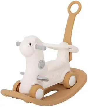 AosomQaba Rocking Horse for Toddlers 1-3 Years, 4-in-1 Baby Rocking Horse with Detachable Balance Board and Push Handle, Brown AosomQaba Rocking Horse for Toddlers 1-3 Years, 4-in-1 Baby Rocking Horse with Detachable Balance Board and Push Handle, Brown