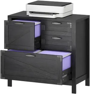 Aosom Lateral Filing Cabinet, Farmhouse File Cabinet with 4 Drawers, Fit Letter/A4/Legal Hanging Files, Black Aosom Lateral Filing Cabinet, Farmhouse File Cabinet with 4 Drawers, Fit Letter/A4/Legal Hanging Files, Black