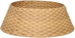 Aosom 27 inch Rustic Christmas Tree Skirt, Plastic Woven Christmas Tree Collar for Party, Holiday, Home Decoration, Natural Aosom 27 inch Rustic Christmas Tree Skirt, Plastic Woven Christmas Tree Collar for Party, Holiday, Home Decoration, Natural