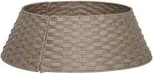 Aosom 27 inch Rustic Christmas Tree Skirt, Plastic Woven Christmas Tree Collar for Party, Holiday, Home Decoration, Coffee Aosom 27 inch Rustic Christmas Tree Skirt, Plastic Woven Christmas Tree Collar for Party, Holiday, Home Decoration, Coffee