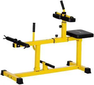 AosomSoozier Adjustable Steel Seated Calf Raise Exercise Strength Training Gym Equipment, Yellow AosomSoozier Adjustable Steel Seated Calf Raise Exercise Strength Training Gym Equipment, Yellow
