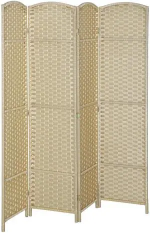 Aosom Folding Room Divider Screen 4 Panel 5.6 ' Tall Privacy Screen Freestanding Room Partition for Home Office, Beige Aosom Folding Room Divider Screen 4 Panel 5.6 ' Tall Privacy Screen Freestanding Room Partition for Home Office, Beige