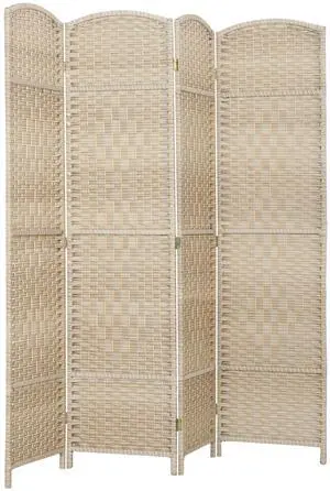 Aosom Folding Room Divider Screen 4 Panel 6' Tall Privacy Screen Freestanding Wood Partition for Home Office, Washed Oak Aosom Folding Room Divider Screen 4 Panel 6' Tall Privacy Screen Freestanding Wood Partition for Home Office, Washed Oak