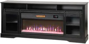 Aosom Fireplace TV Stand for TVs Up to 80 Inch, TV Console with Electric Fireplace, Open Storage and Side Cabinets, Black Aosom Fireplace TV Stand for TVs Up to 80 Inch, TV Console with Electric Fireplace, Open Storage and Side Cabinets, Black