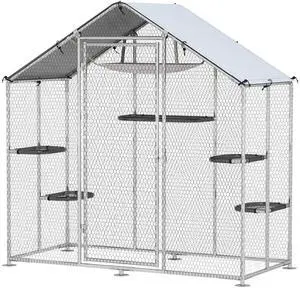 Aosom Large Catio Outdoor Cat Enclosure with Waterproof Cover, Walk-in Cat Patio w/ 5 Adjustable Platforms & Hammock Aosom Large Catio Outdoor Cat Enclosure with Waterproof Cover, Walk-in Cat Patio w/ 5 Adjustable Platforms & Hammock