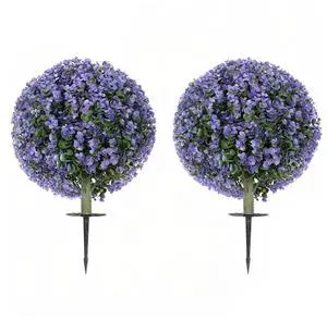 Aosom 2 Pack 1.3ft Artificial Ball Eucalyptus Topiary with Ground Stake, UV Resistant Faux Greenery for Indoor Outdoor Aosom 2 Pack 1.3ft Artificial Ball Eucalyptus Topiary with Ground Stake, UV Resistant Faux Greenery for Indoor Outdoor