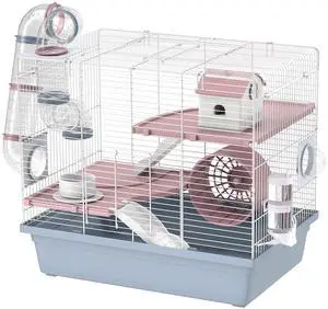 Aosom Hamster Cage, 3-Tier Small Animal Cage with Exercise Wheel, Food Bowl, Water Bottle, House, Tunnels, Ramps Aosom Hamster Cage, 3-Tier Small Animal Cage with Exercise Wheel, Food Bowl, Water Bottle, House, Tunnels, Ramps