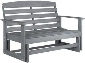 Aosom Patio Glider Bench w/ HDPE Slatted Double Rocking Chair, Distressed Gray Aosom Patio Glider Bench w/ HDPE Slatted Double Rocking Chair, Distressed Gray