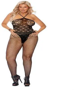 Elegant Moments Crochet bodystocking with halter neck and open crotch,, 90% Nylon, 10% Spandex Bodystocking Hosiery/Clothing , 90% Nylon, 10% Spandex, Black, Queen Size Elegant Moments Crochet bodystocking with halter neck and open crotch,, 90% Nylon, 10% Spandex Bodystocking Hosiery/Clothing , 90% Nylon, 10% Spandex, Black, Queen Size