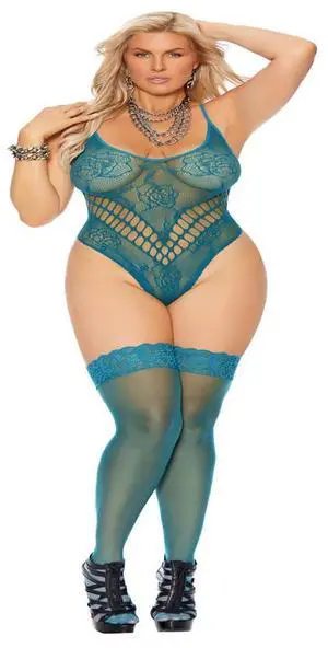Elegant Moments Crochet lace teddy with cut out detail and matching stockings, 90% Nylon, 10% Spandex Teddy 2 pc. Set Hosiery/Clothing, 90% Nylon, 10% Spandex, Dusky Jade, Queen Size Elegant Moments Crochet lace teddy with cut out detail and matching stockings, 90% Nylon, 10% Spandex Teddy 2 pc. Set Hosiery/Clothing, 90% Nylon, 10% Spandex, Dusky Jade, Queen Size