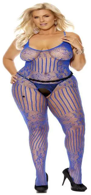 Elegant Moments Floral crochet bodystocking with vertical stripes and open crotch, 90% Nylon, 10% Spandex Bodystocking Hosiery/Clothing , 90% Nylon, 10% Spandex, Royal Blue, Queen Size Elegant Moments Floral crochet bodystocking with vertical stripes and open crotch, 90% Nylon, 10% Spandex Bodystocking Hosiery/Clothing , 90% Nylon, 10% Spandex, Royal Blue, Queen Size