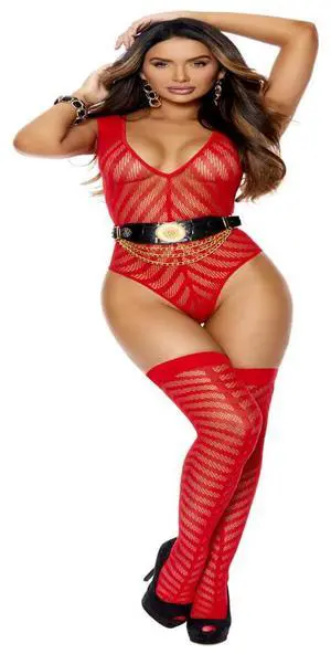 Elegant Moments Chevron striped crochet deep V teddy and matching stockings, 90% Nylon, 10% Spandex Teddy 2 pc. Set Hosiery/Clothing, 90% Nylon, 10% Spandex, Red, One Size Elegant Moments Chevron striped crochet deep V teddy and matching stockings, 90% Nylon, 10% Spandex Teddy 2 pc. Set Hosiery/Clothing, 90% Nylon, 10% Spandex, Red, One Size